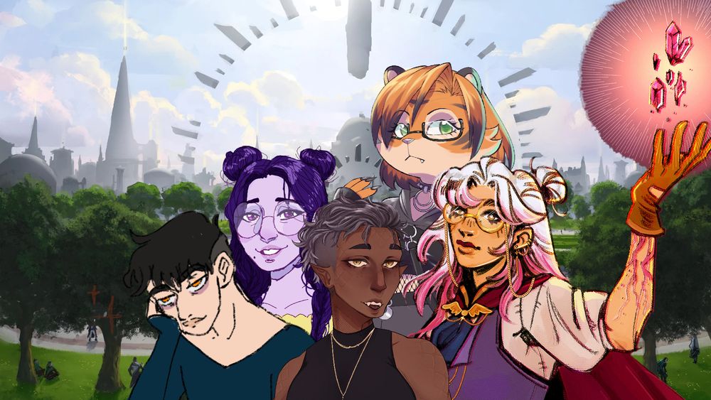 the party of my strixhaven campaign, each of the arts are commissioned and/or self designed. 