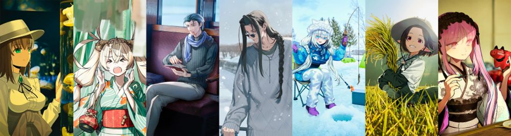 Collage de la 2ème vague d'illustrations OVER THE SAME SKY des préfectures de Hokkaidō et du Tōhoku