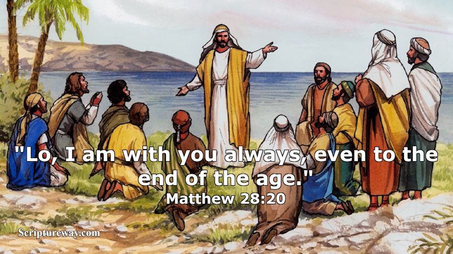 God's Presence - Jesus speaking to this disciples - "Lo, I am with you always" - Matthew 28:20 - Free Bible Images - Used under license