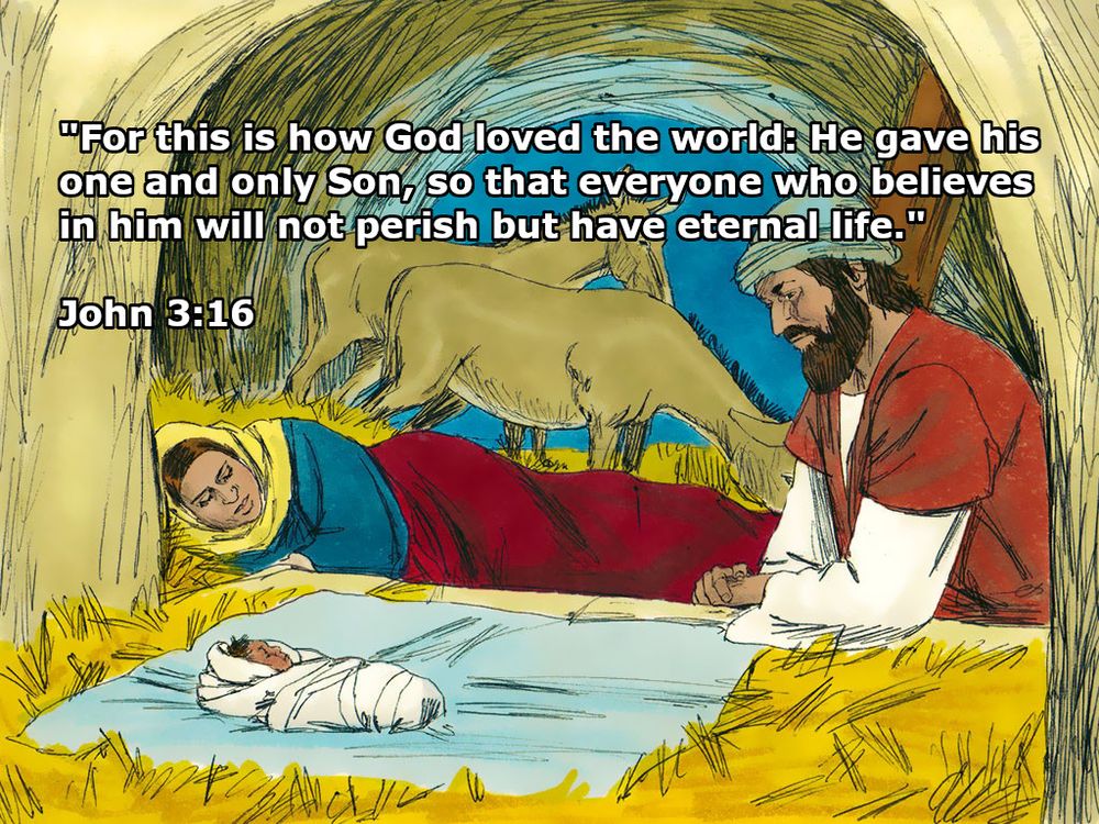 Jesus' Birth with John 3:16 - FreeBibleImages.org - Used under license