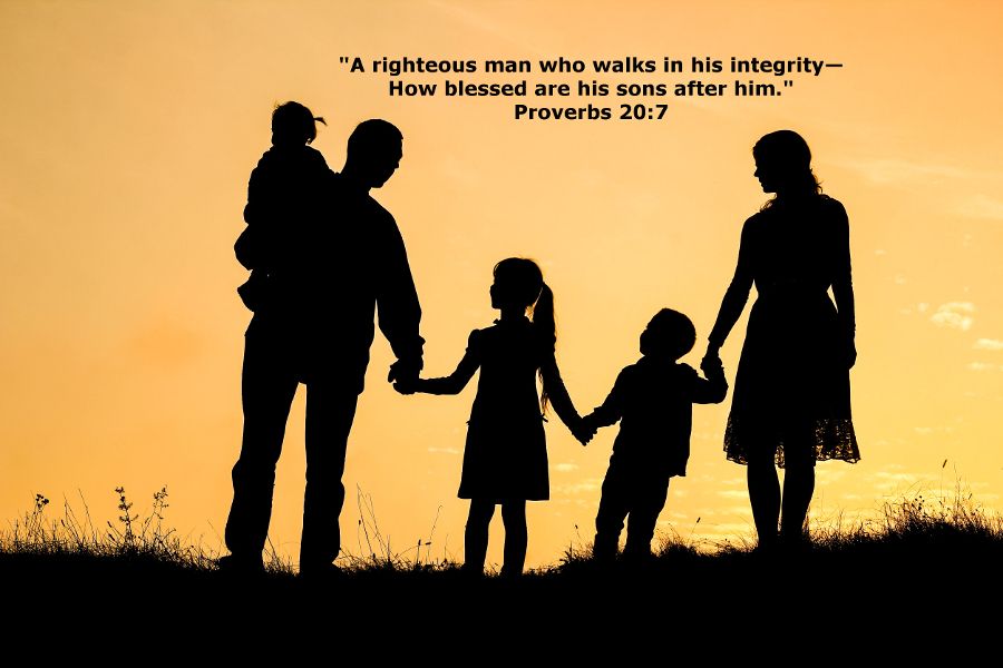 Walking In Integrity Blesses Your Family - "A righteous man who walks in his integrity -- How blessed are his sons after him" - Proverbs 20:7 - 123RF photo - Used under license