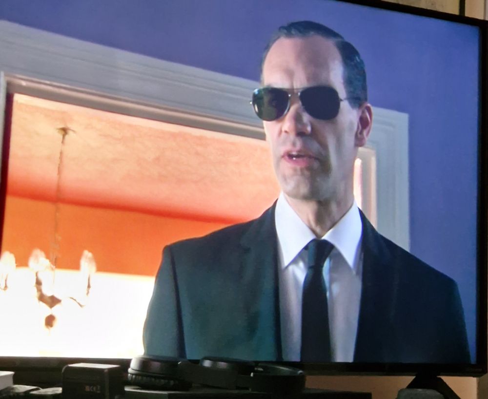 Mr Dread, a Mr Smith style man in black.