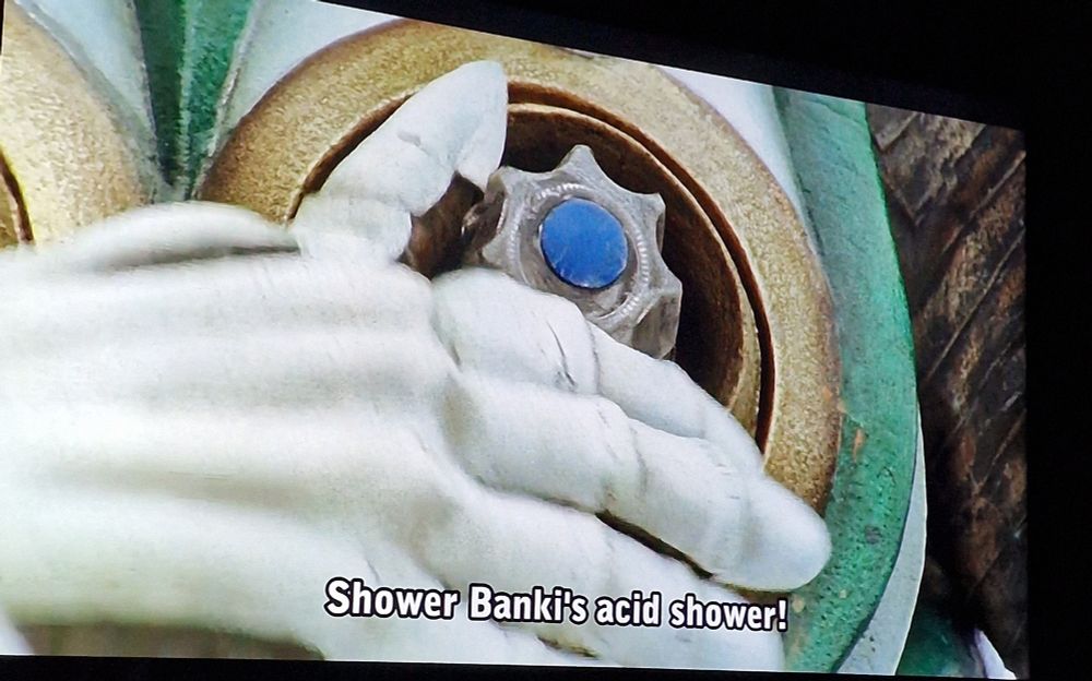 Shower Banki spinning her cold tap nipple to make an 