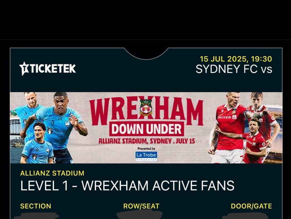 Wrexham Down Under Tour 2025. Wrexham AFC v Sydney FC, July 15. #WxmAFC #UTST #LFG