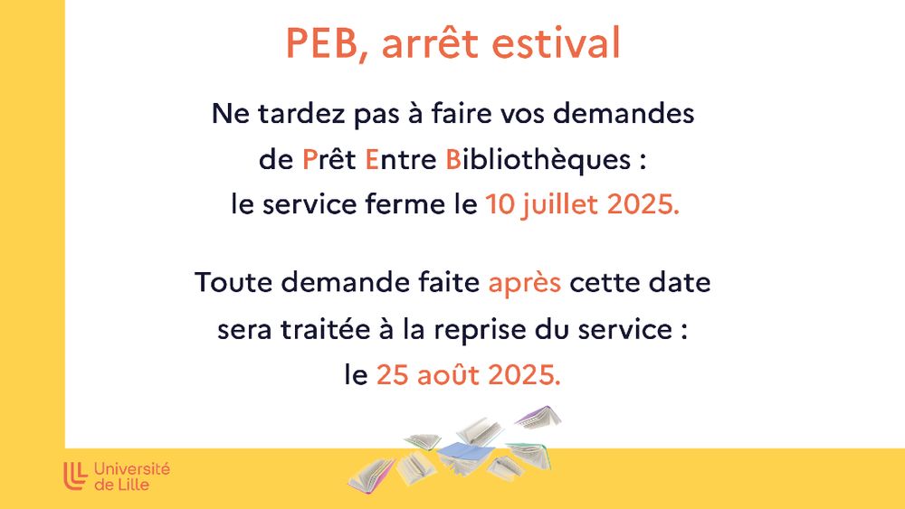 Arrêt du PEB du 10 juillet au 25 août 2025