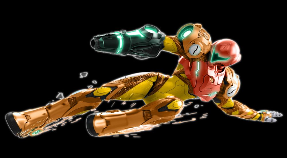 Samus Aran in her Metroid Dread Power Suit with a Super Metroid inspired colour scheme