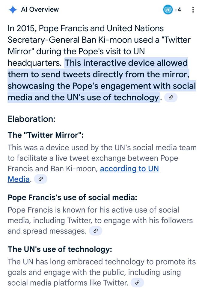 A readout from Google Gemini AI about UN Secretary-General Ban Ki-moon and Pope Francis at the UN in 2015