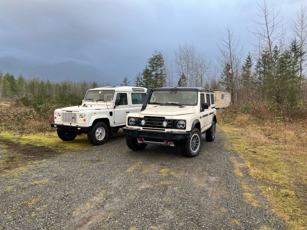 Ineos Grenadier and a Defender