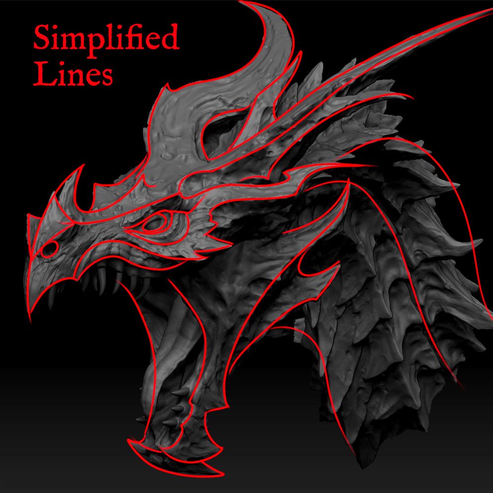 The underlying simplified lines of Alduin, from Skyrim