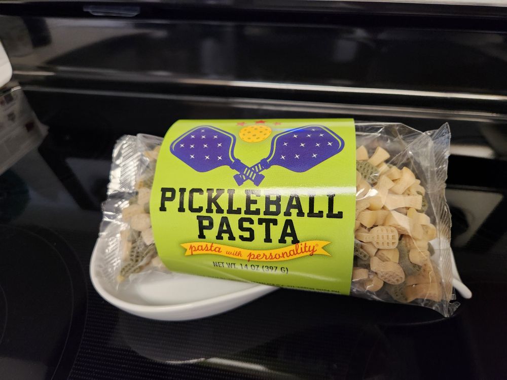 A photo of a pickle ball pasta