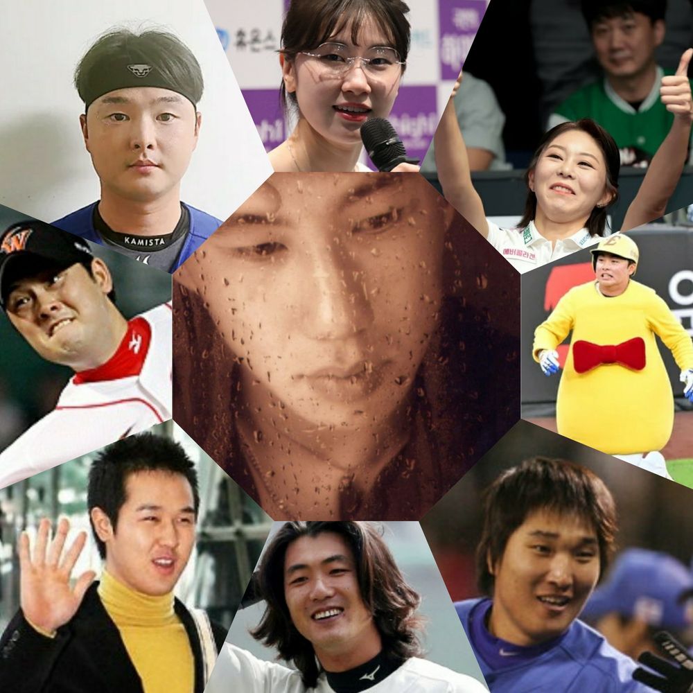 가운데에 전 야구선수 김강민이 있고 그 주변으로 야구선수 이도윤, 당구선수 이미래, 당구선수 김가영, 야구선수 문현빈, 전 야구선수 이진영, 야구선수 김광현, 야구선수 최정, 전 야구선수 정대현이 있는 9분할 이미지