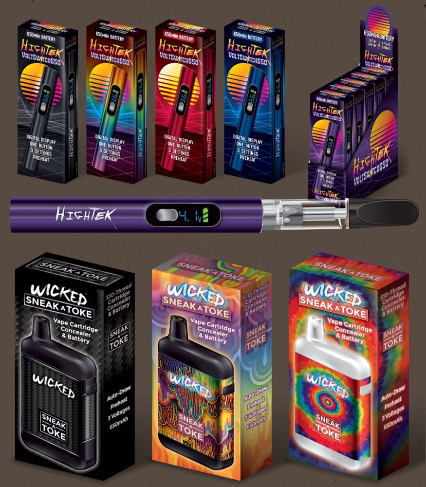 Vape battery and vape cartridge cases - HighTek designed from scratch with a Synthwave vibe (client request)