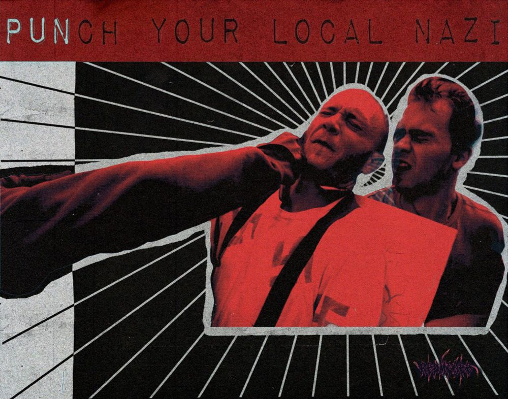 A graphic design picture of a nazi being punched with the caption "Punch Your Local Nazi"