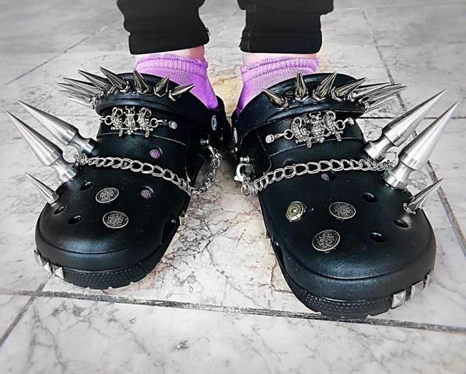 Crocs with spikes and chains