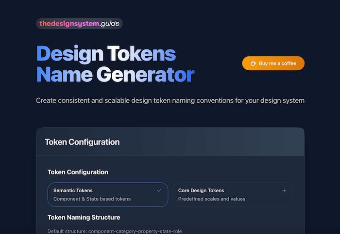 A screenshot of the Design Tokens Name Generator tool.