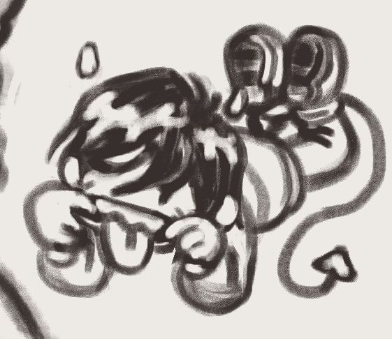 sketch of mini Kris sticking their tongue out