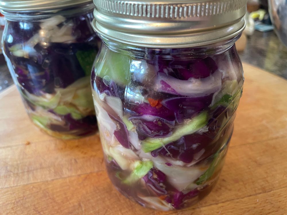 Kimchi in a jar.