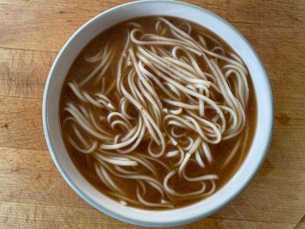 Miso noodle soup in a bowl