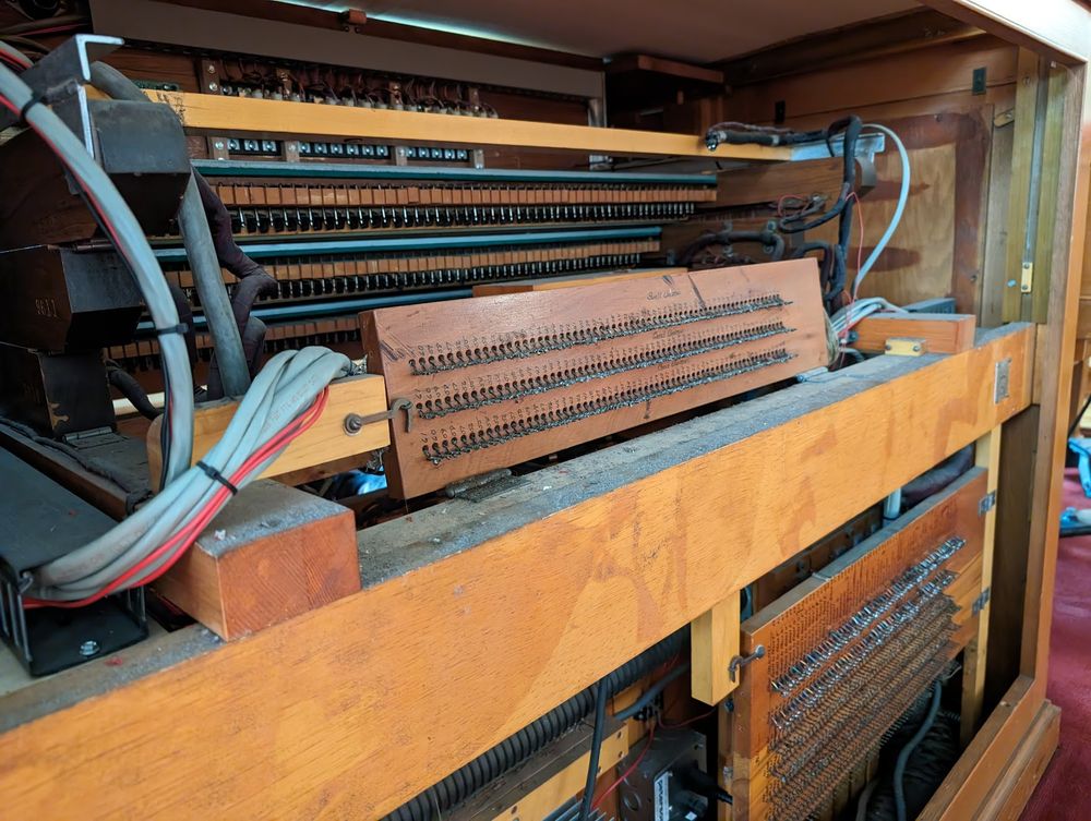 inner workings of an electro pneumatic organ console