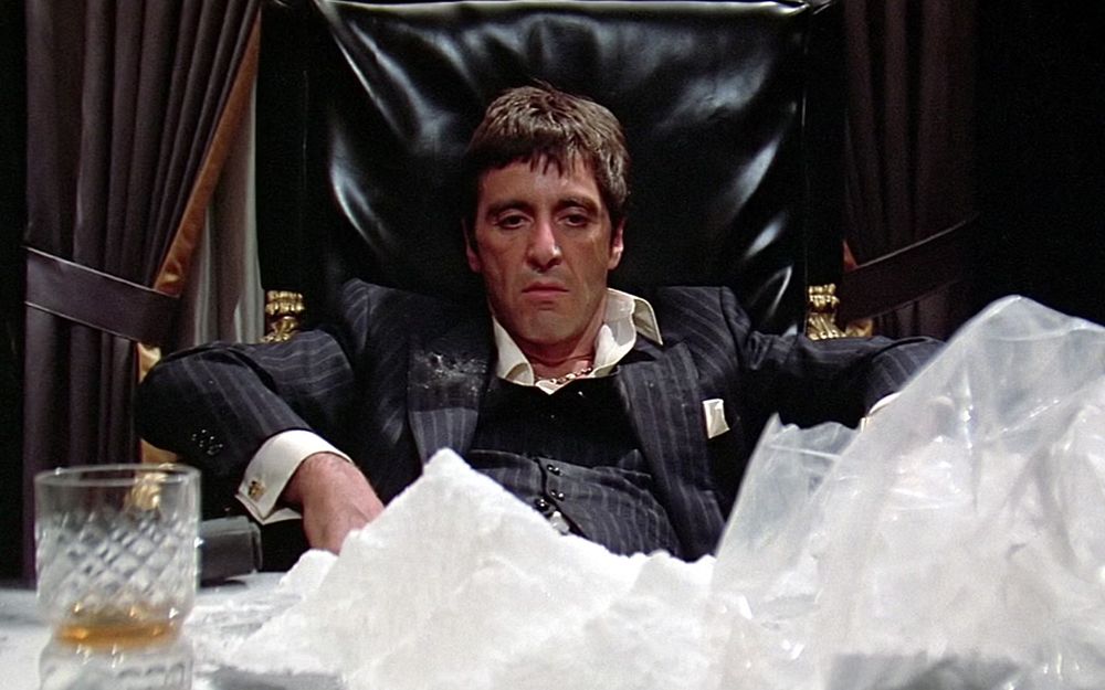 Scarface, about to snort a whole bunch of progesterone powder.