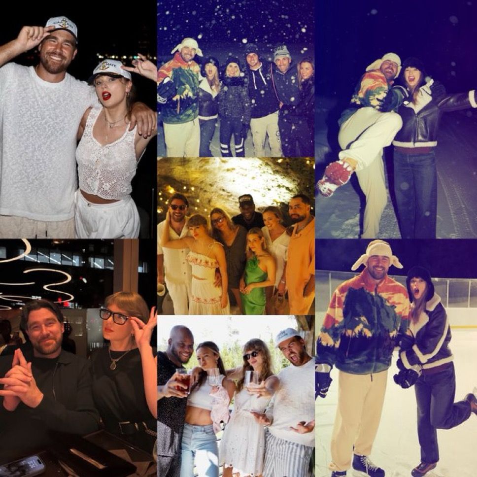 pictures of Taylor Swift and Travis Kelce from the football offseason 