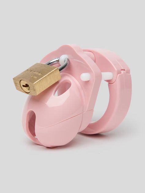 Pink chastity cage with padlock
