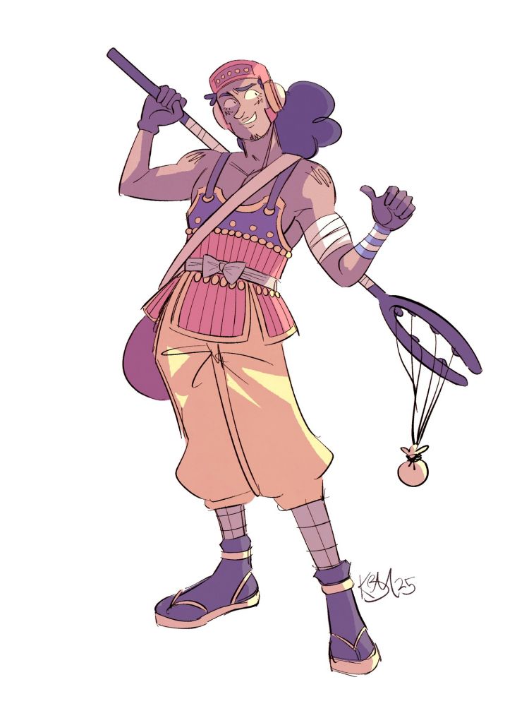 A full body, colored drawing of Usopp in his Onigashima outfit.