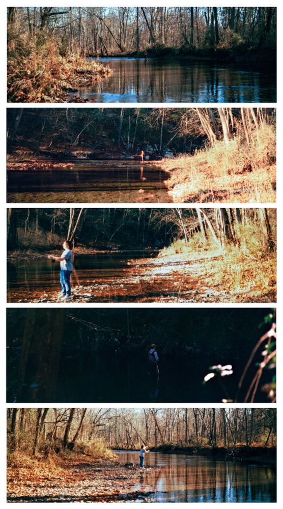 5 6x17 photos of people fly fishing in an autumn creek