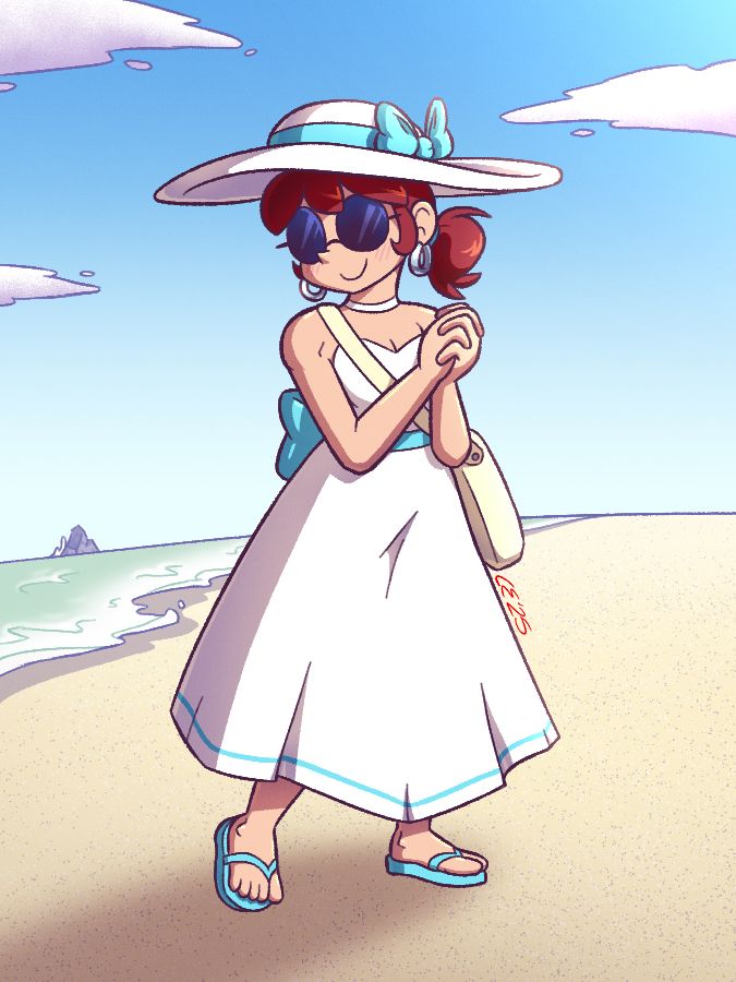 Annalynn wearing a sundress and a sunhat