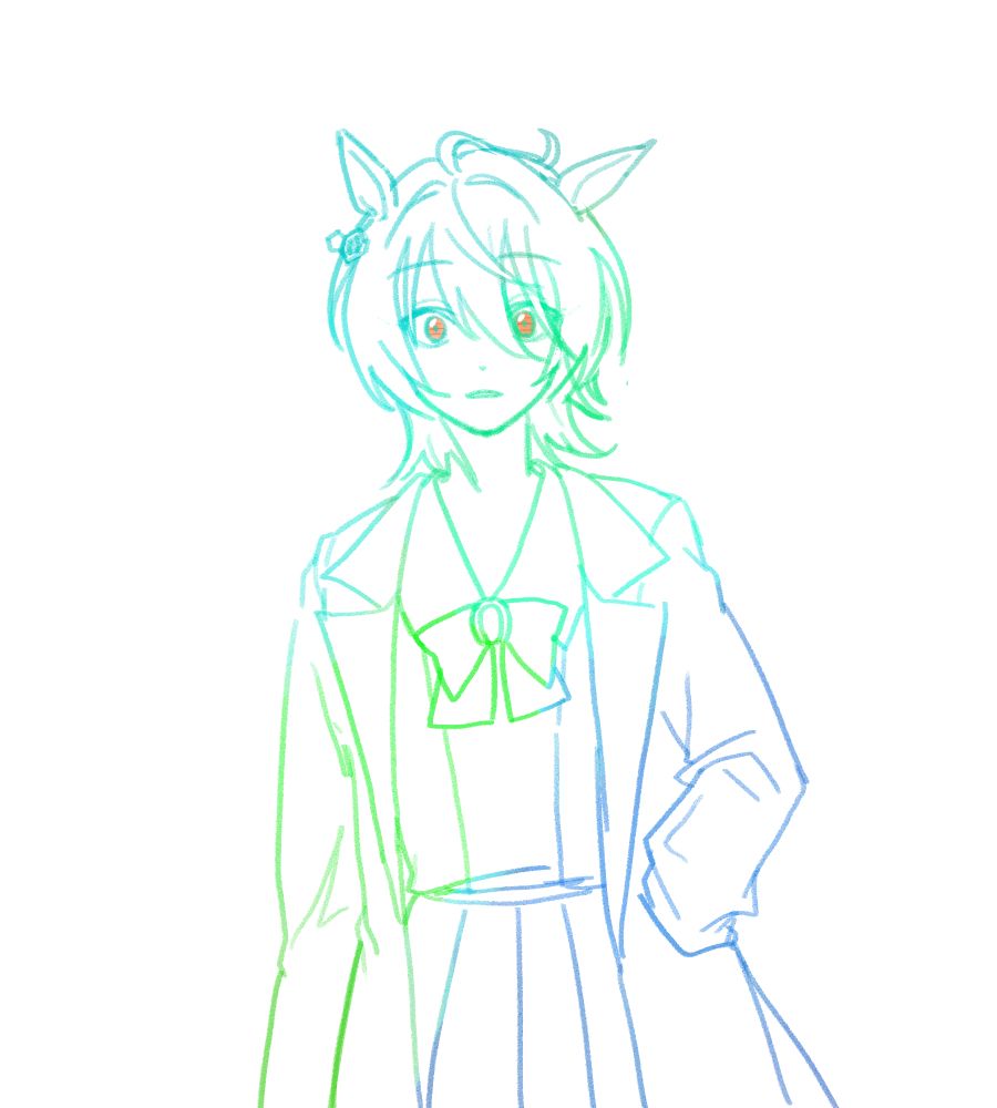 새로운 시대의 문의 한 장면을 바탕으로 그린 아그네스 타키온(우마무스메) 스케치