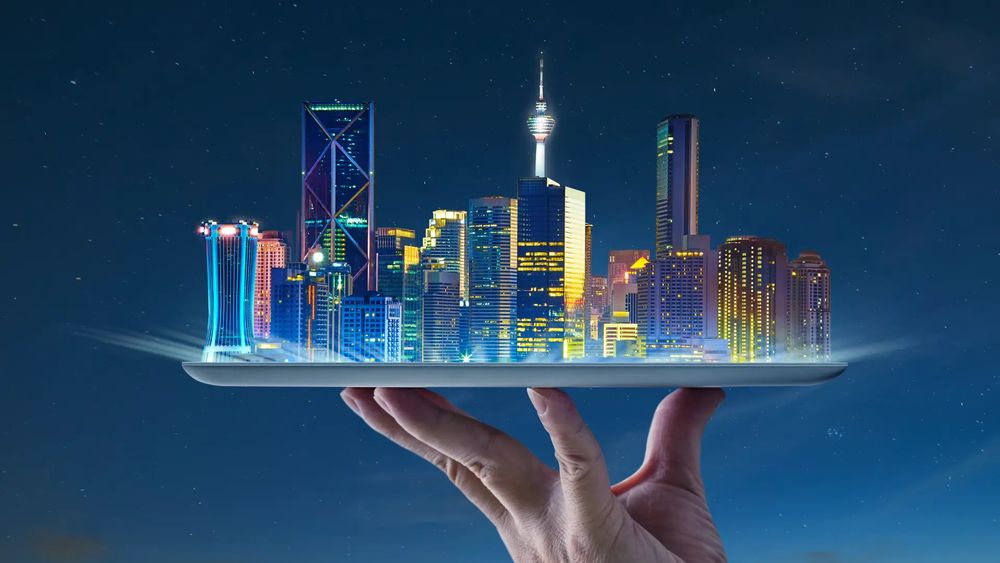 A digital city on a serving tray