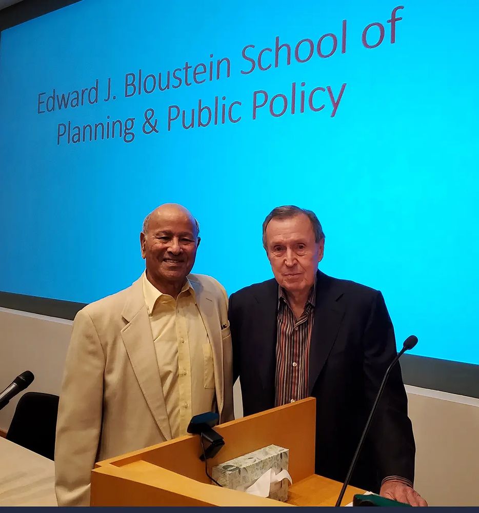 Dr. Salah S. El-Shakhs (left) with Bloustein School Dean Emeritus James W. Hughes (right) at a Bloustein School event in 2023