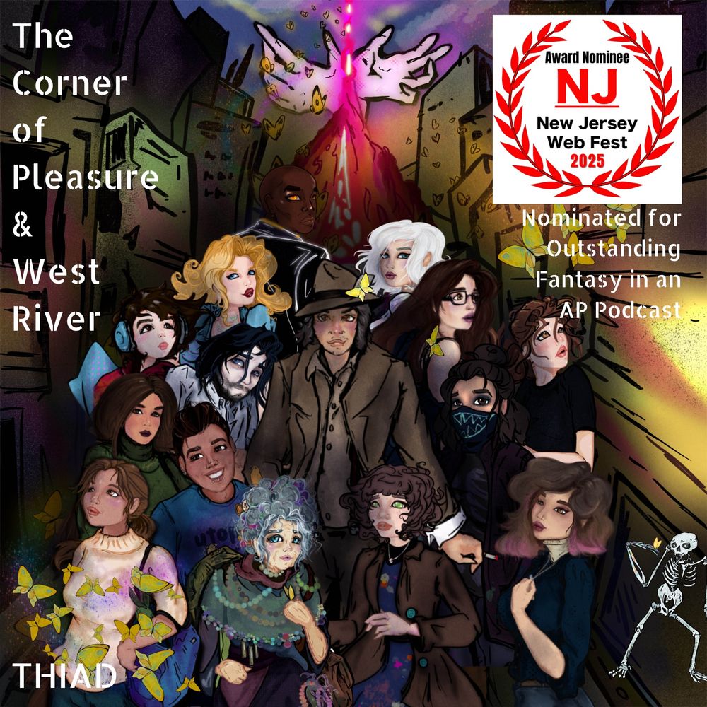 A graphic announcing an award nomination for The Corner of Pleasure and West River 
