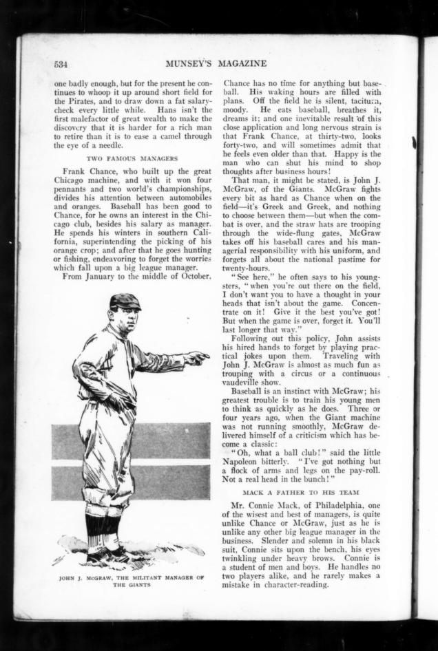 Big Leaguers in the Spangles and Out by Charles E. Van Loan. July 1912 Munsey's Magazine Page 534