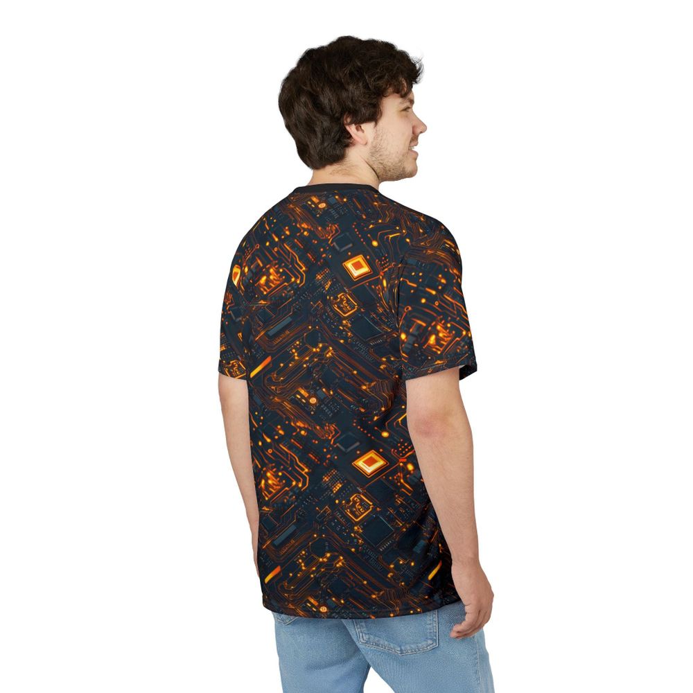 Unisex Circuit Board Tee - All-Over Printed Tech Design, Lightweight & Tagless