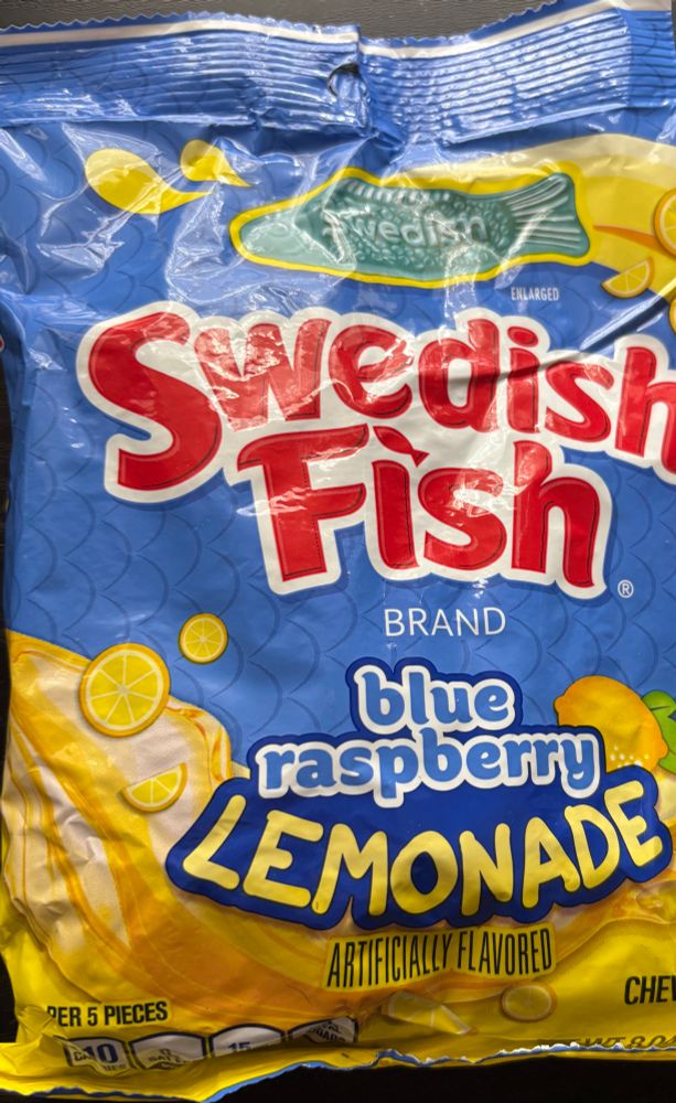 Swedish fish in blue raspberry lemonade flavor