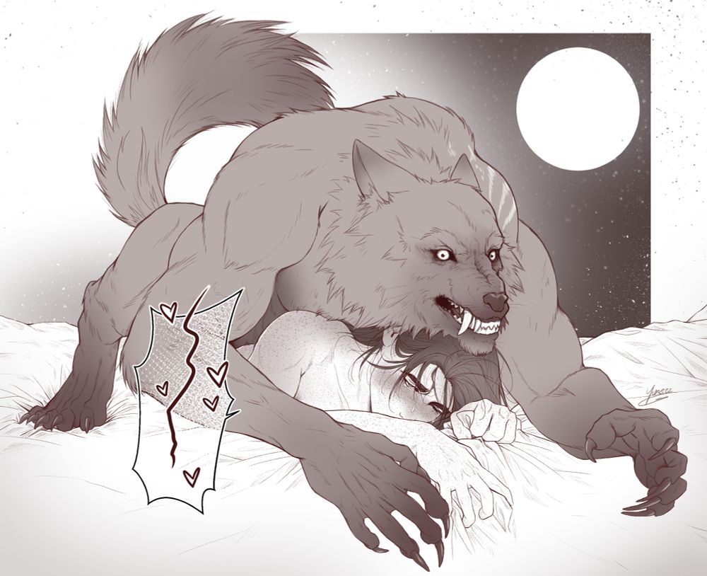 My original character, Cesar, a vampire, with his Werewolf boyfriend, Garrett in his Wolf form. Don't worry, he's enjoying it : D