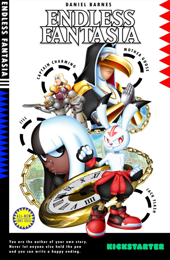 ENDLESS FANTASIA promo image of Jack Flash, Jill, Captain Charming, and Mother Goose.