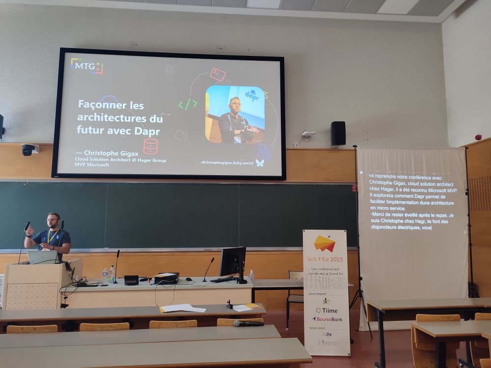 Christophe Gigax pour sa conférence "Façonner les architectures du futur avec Dapr" pour le tech f'est 2025