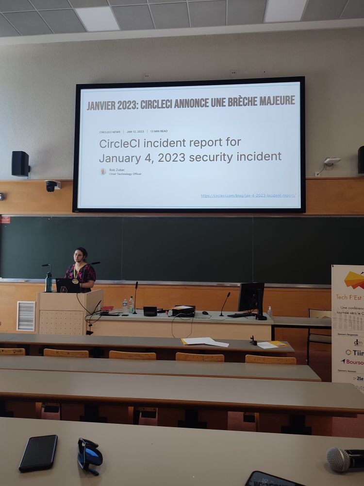 Conférence de Anne-Flore Francois "CI/CD: Correct Implementation or Continuous Deception" pour le tech F'Est 2025