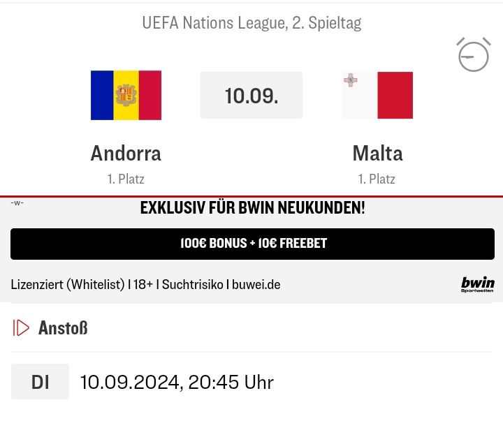 Kicker Screenshot vom Spiel Andorra gegen Malta im September 2024