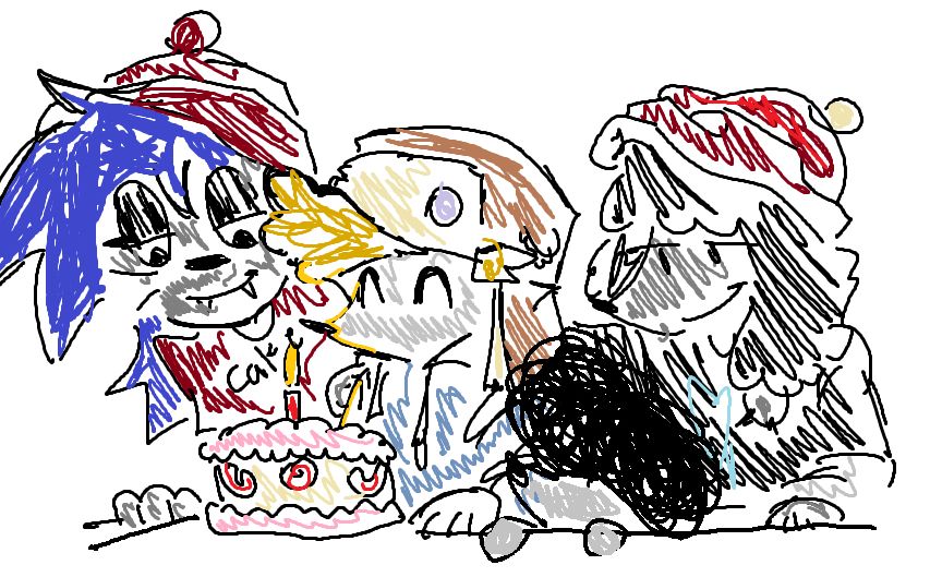 Mortibirthday art!
Katy, Mortimer, Mop and Mortimer son Gouda, and Mop