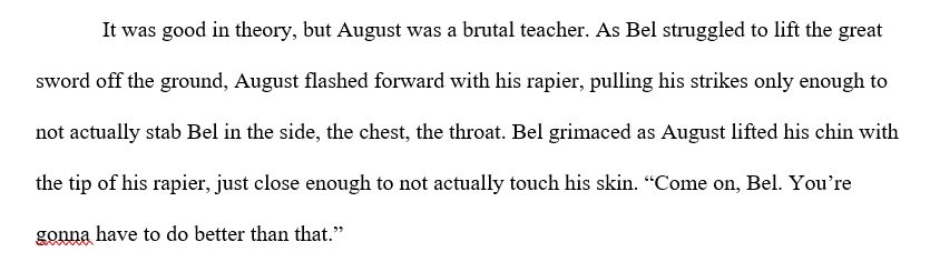 It was good in theory, but August was a brutal teacher. As Bel struggled to lift the great sword off the ground, August flashed forward with his rapier, pulling his strikes only enough to not actually stab Bel in the side, the chest, the throat. Bel grimaced as August lifted his chin with the tip of his rapier, just close enough to not actually touch his skin. "Come on, Bel. You're gonna have to do better than that."