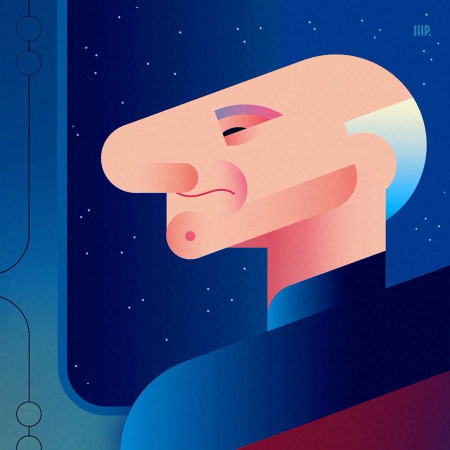 Caricature of Patrick Stewart as Jean-Luc Picard
