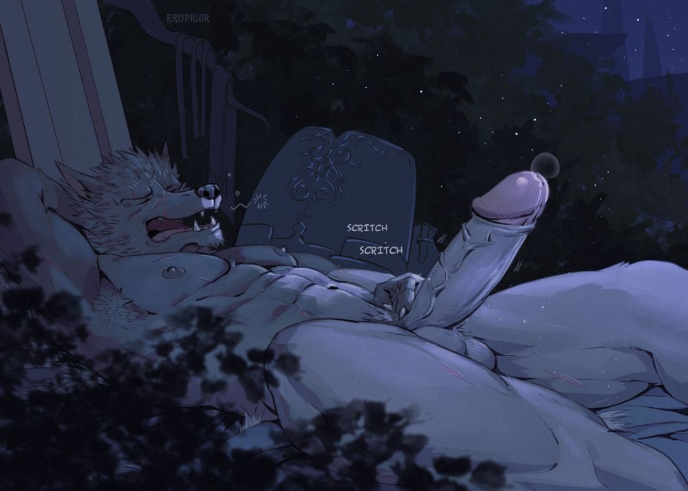Blaidd resting in Sifora, having a pretty nice dream and scratching his pube