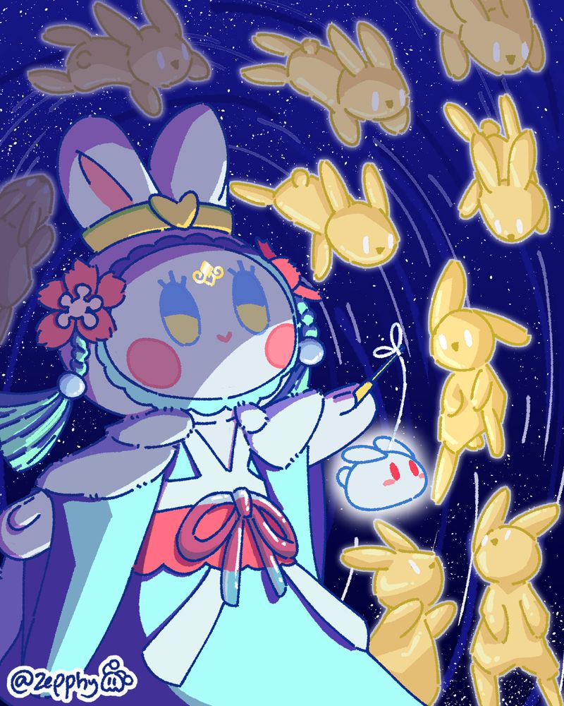 Digital illustration of the lucky emma rabbit lamp design