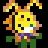 A 16x16 pixel sprite doodle of a Pumpkin Rabbit plush.