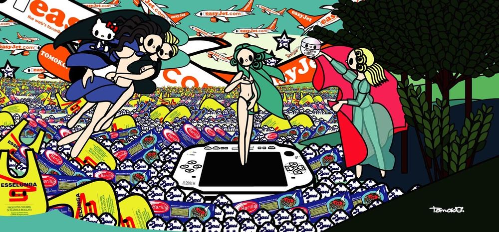 La Naissance de Vénus, de Tomoko Nagao.

L'artiste revisite le célèbre tableau de Botticelli en version pop art avec entre autre une PSP à la place du coquillage.