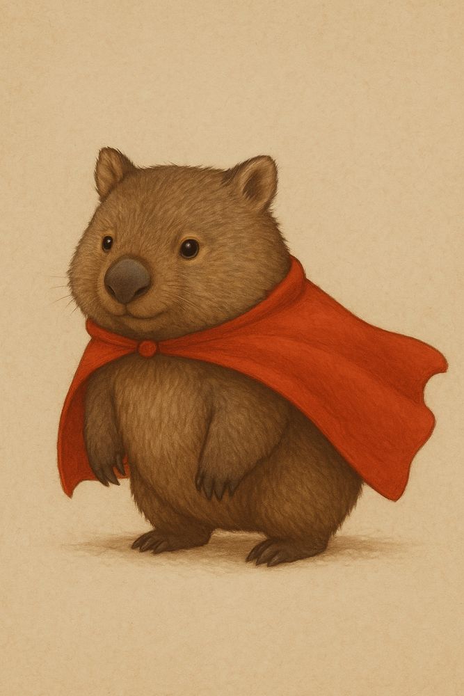 A wombat in a cape