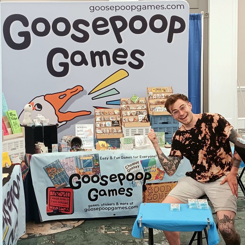 The Goosepoop Games booth at Dice Tower East.